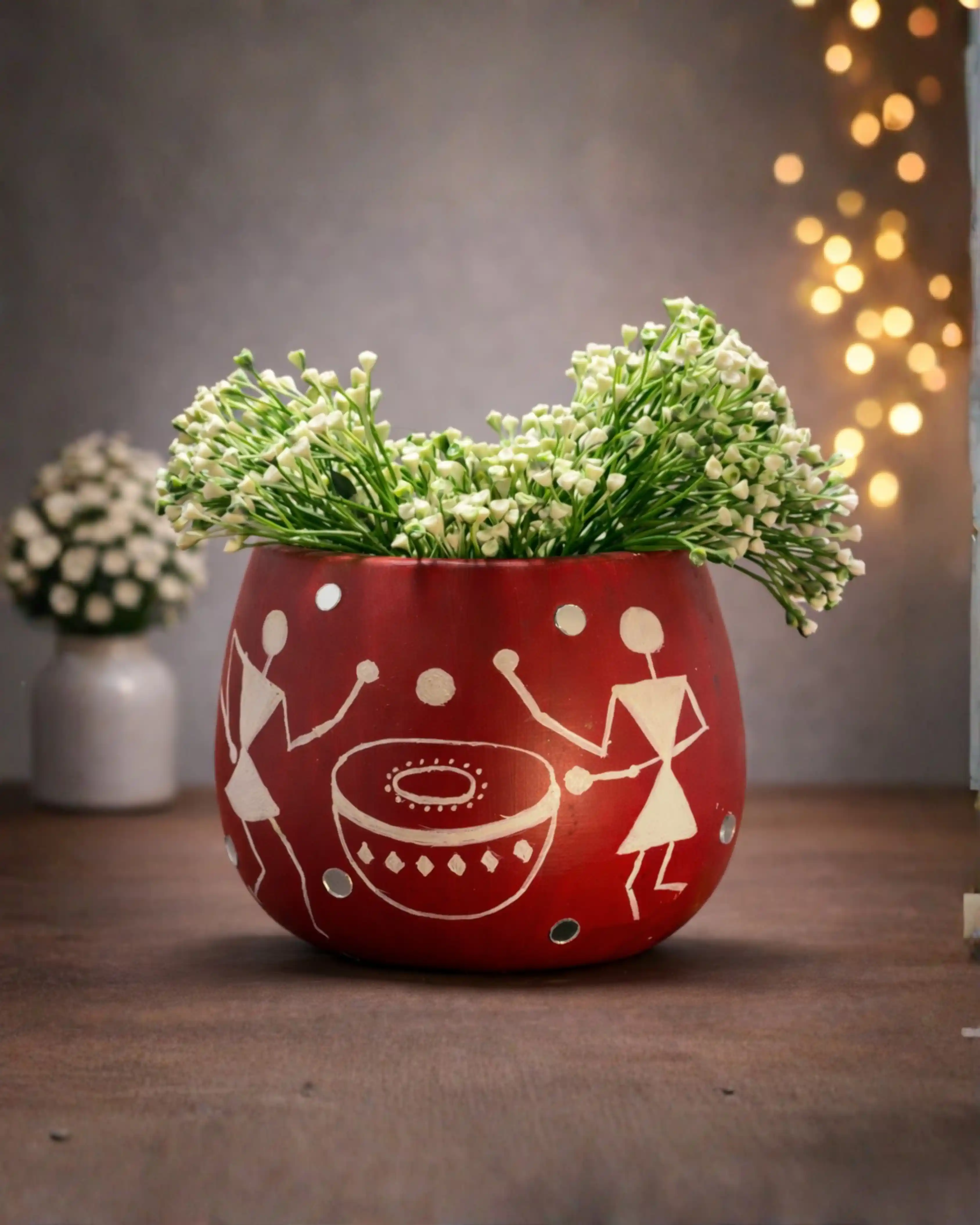 Hand-Painted Warli Art Pots