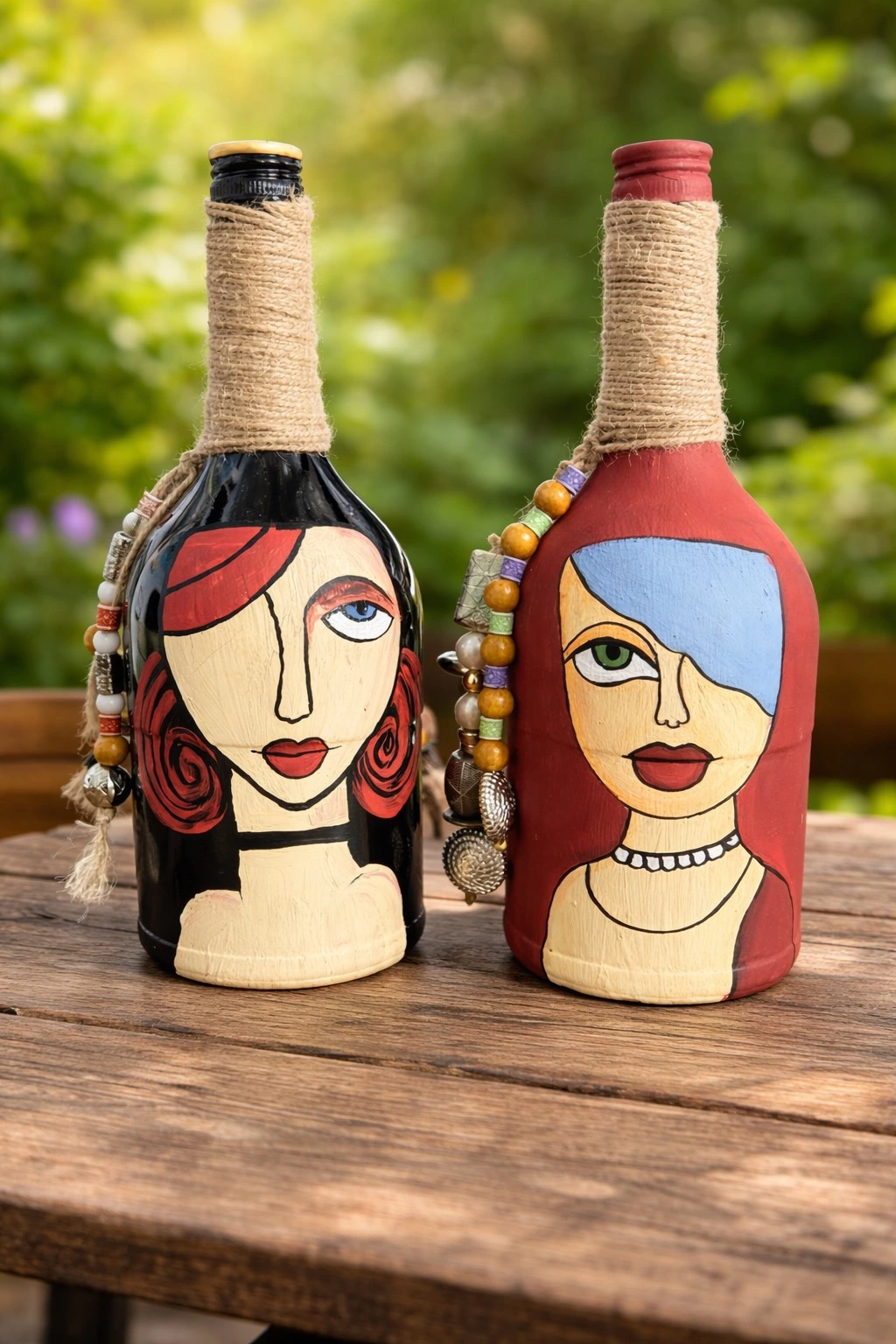 Abstract Art on Decorative Bottles – Set of 2